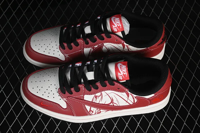 All categories Air Jordan Jordan series basketball shoes Air Jordan 1 Low High-end customized low-top sneakers Travis Scott x Fragment Design x Air Jordan 1 Low OG SP AJ1 Joe 1 Year of the Horse limited white and red painting low-top cultural casual sneakers NH0601-065